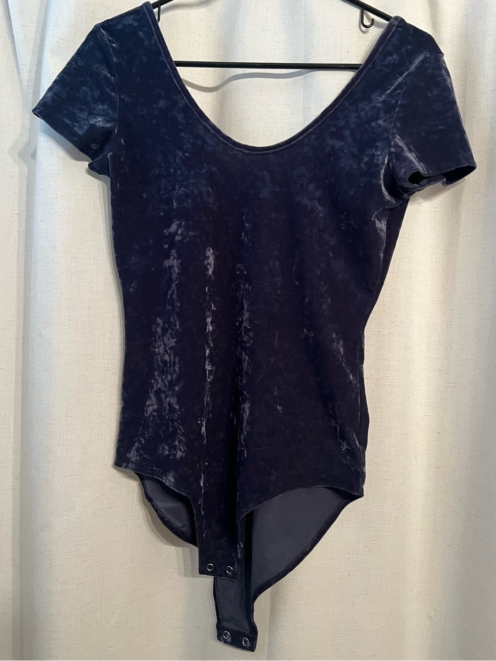 Navy Velvet Short-Sleeve Bodysuit